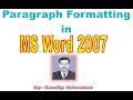 Paragraph formatting in MS Word | Ruler bar | paragraph alignment, Indentation, Bullets, listing