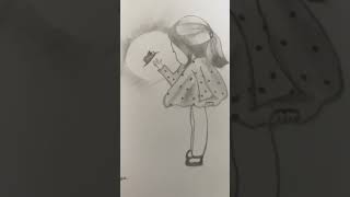 Cute Young Girl With Erfly Drawing
