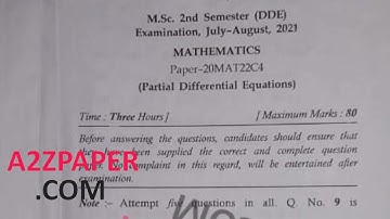 Mdu MSc Maths DDE 2nd Sem Partial DIff Equation Question Paper 2021