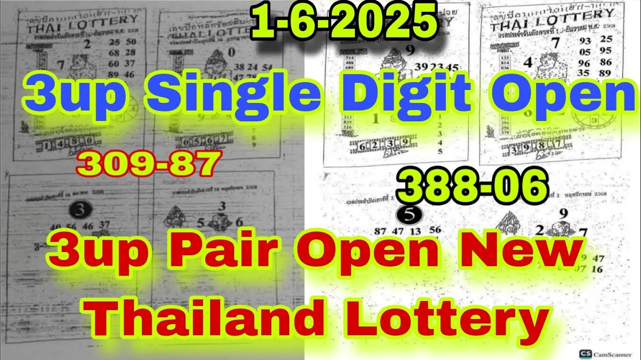 3up Single Digit 3up Game Open New Paper Thailand Lottery 1-6-2025 ...