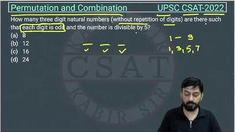 2022 Permutation and Combination csat pyq, How many three digit natural numbers