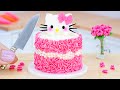 Satisfying miniature hello kitty cake decorating  best strawberry cake recipe by mini tasty