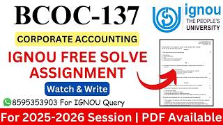 IGNOU BCOC-137 2025-2026 Solve Assignment | IGNOU Free Solve Assignment 2025-2026 | IGNOU |