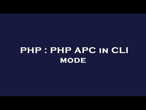 PHP : PHP APC in CLI mode