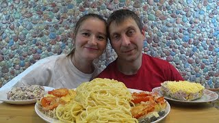 МУКБАНГ ЗАПЕЧЕННАЯ РЫБА И СПАГЕТТИ | MUKBANG BAKED FISH AND SPAGHETTI #мукбанг #mukbang