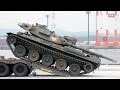 陸上自衛隊74式戦車のトレーラー搭載の一部始終 Loading JGSDF Type 74 Main Battle Tank to Trailer Truck