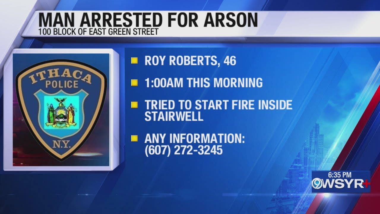 Ithaca man arrested for trying to light building on fire - YouTube
