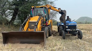 Jcb 3dx Machine Loading mud in Sonalika Tractor || jcb and tractor video Part-05 || SRIKANTH PS