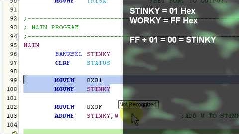 MD Lab: MPLAB Assembly Language Basics: ADDWF ADDLW SUBWF SUBLW