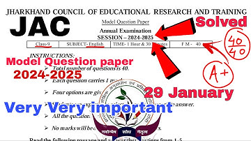 Class 9 JAC English Model Paper 2025 Solution ll  English Model set 2024 2025 solved