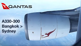 4K | Trip Report | Flight to Sydney Economy Class with Qantas QF from Bangkok Airbus A330-300