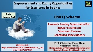 EMEQ funding scheme by DST SERB for SC ST category faculties