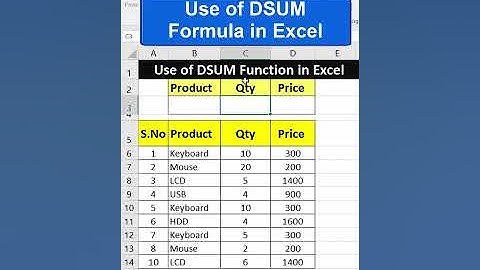 How to use DSUM Formula in excel