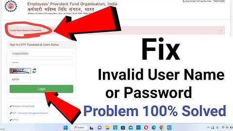 PF Account Invalid User Name or Password Problem Solved | Fix Invalid User Name or Password Problem