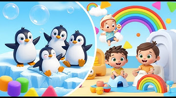 Penguin & Rainbow Color Songs | Fun Kids Sing-Along for Toddlers