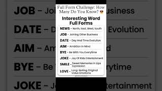 Learn interesting full forms and hidden meanings of common words easily 👀📚