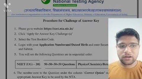 Neet 2022 Official Answer Key By NTA ll