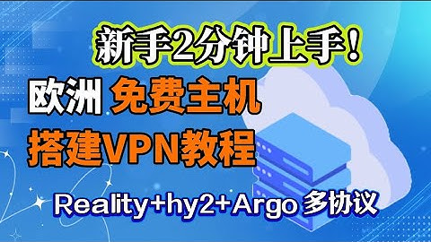 白嫖欧洲神级主机！0成本搭建VPN，4K秒开油管，完美解锁ChatGPT+奈飞！新手福利！手把手教你白嫖德国主机搭VPN：Reality+hy2+Argo全教程