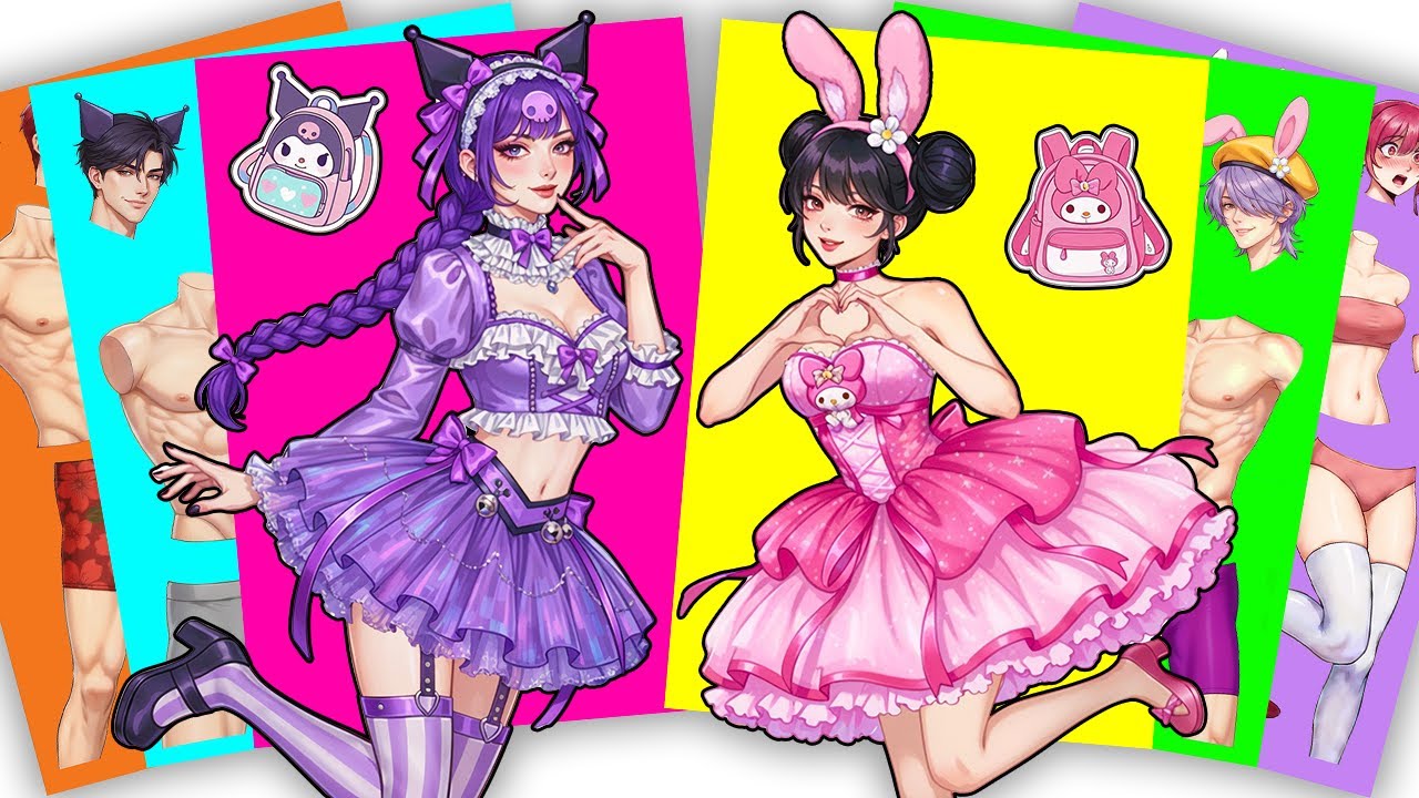 [✨paper diy✨] Kuromi 💜 or My Melody 💗? HUNTRIX RUMI x HUNTRIX ZOEY | KPOP DEMON HUNTERS Sticker Book