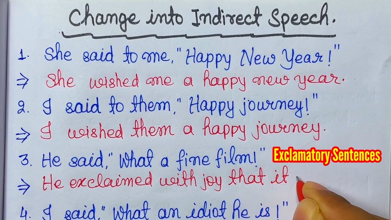 Reported Speech Exclamatory Sentences Exercises With Answers