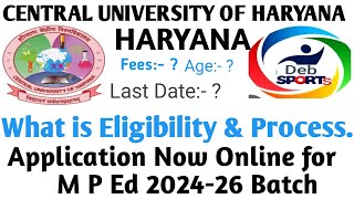 Central University of Haryana. MPED COURSE-Admission in Central University of Haryana 2024.