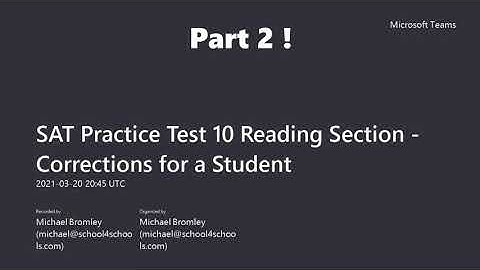SAT Practice Test 10 Reading: Reviewing a Students Answers - Part 2