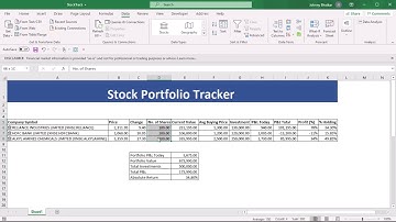 Stock Portfolio Tracker With Live Prices using Excel