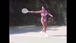Young Kris Jenner playing tennis