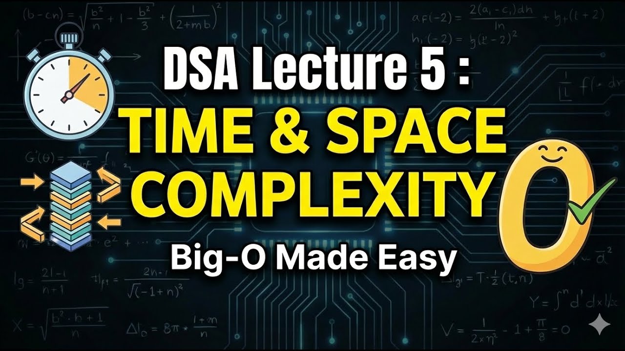 Master Time & Space Complexity: Big-O Notation Explained (DSA Lecture 5)