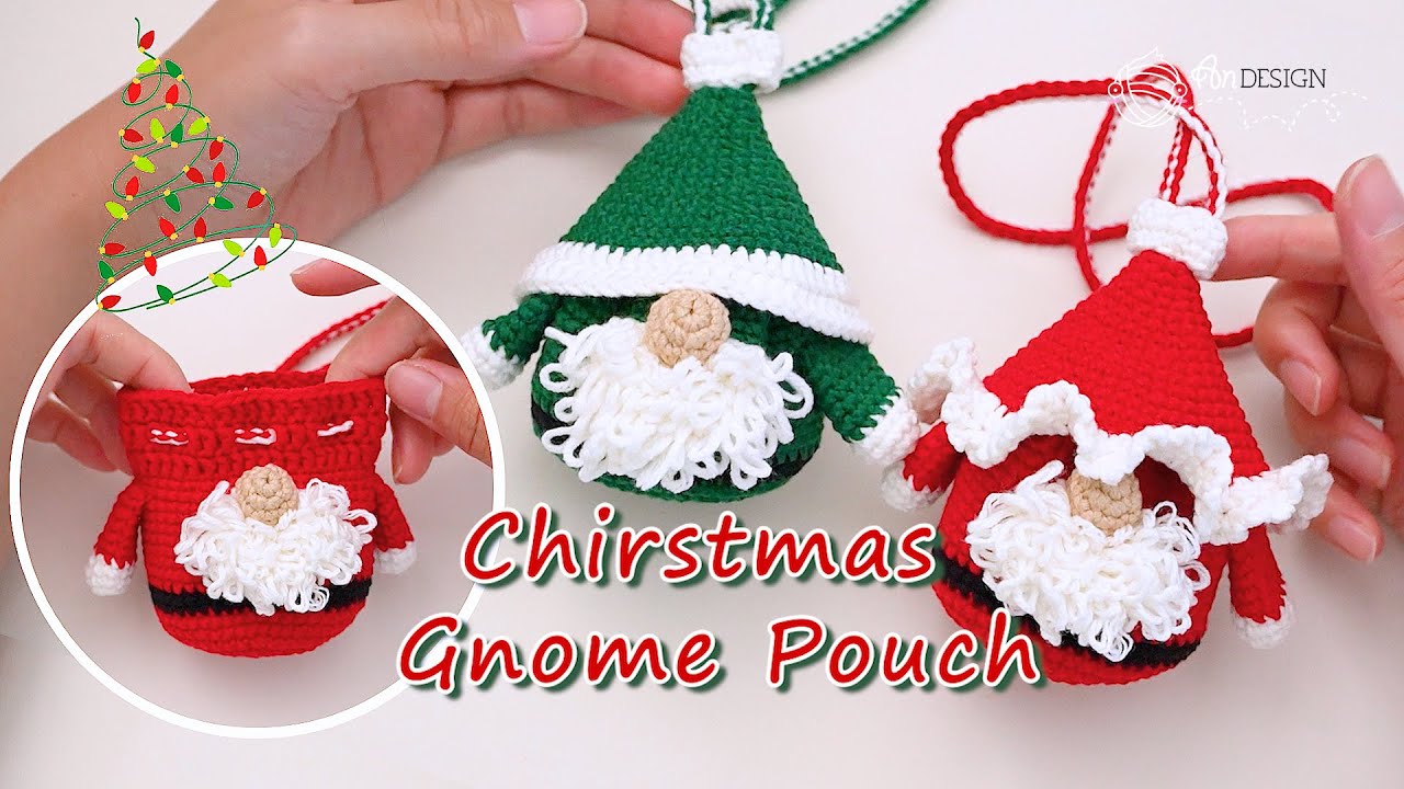 Charming Crochet Christmas Ornaments: Santa Gnome Pouches