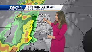 Warm and mainly dry through the weekend, Next weather system arrives in Alabama Monday