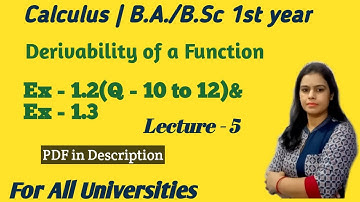 Definition of Derivability|| Ex 1.2 &1.3 ||How to check Continuity & Derivability of a Function
