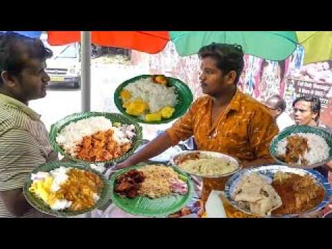 Cheapest RoadSide Unlimited Meals | Indian Street Food | #Meals #Vegmeals #NonVegMeals