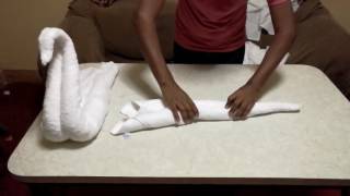 Taller de origami con toalla - Cisne #3