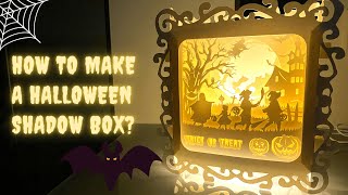 How to make a halloween shadow box? |Halloween shadow box tutorial |3d paper carving night light diy