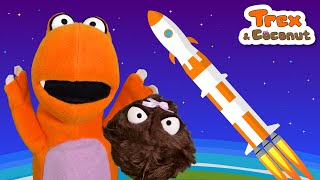 Space Rocket Adventure 🚀 + More Episodes! | Kids’ Songs | Dinosaur Puppet Show | Trex and Coconut