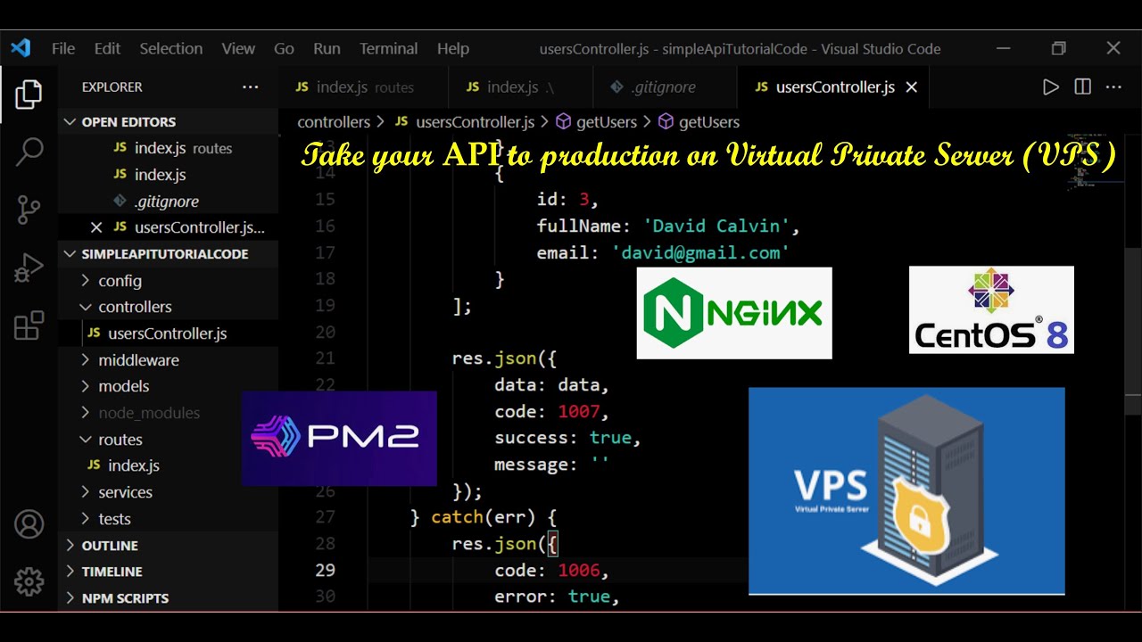 Building An API In Node.js And Taking It Live On A VPS - YouTube