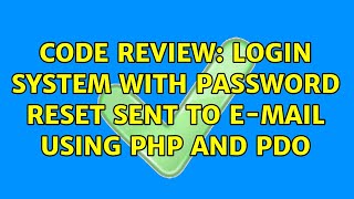 Code Review: Login system with password reset sent to e-mail using PHP and PDO