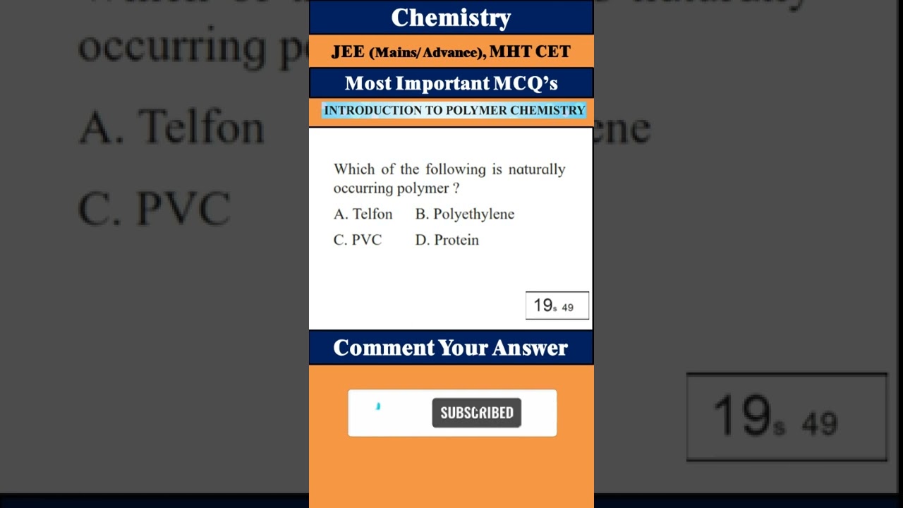 Introduction to Polymer Chemistry MCQs │ JEE/NEET MCQ for Chemistry  │ Practice Set