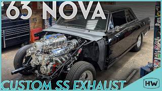 Cutouts & Custom SS Exhaust - Supercharged 63 Nova - Hutch's Welding