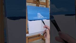 Холст 22×22см, Маленный краска. Как рисовать море океан облака#art #картина #painting