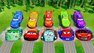 Mega Pixar Cars Pit Transform Lightning McQueen Into Pixar Cars! BeamNG.Drive Battle!