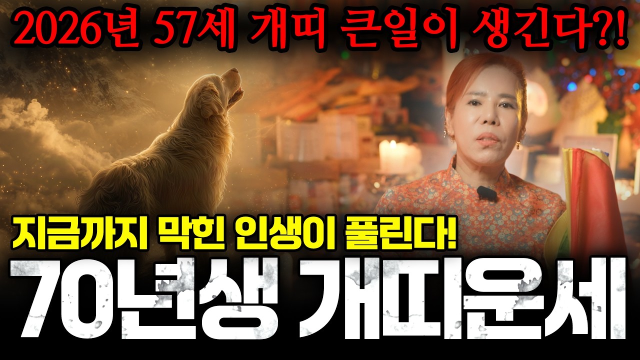 ✨2026년 띠별운세 1970년생 57세 개띠운세 / 드디어 대운 시작이다! 막힌 인생이 술술 풀려 금전,귀인,재물복까지 들어오는 70년생 57세 개띠 운세