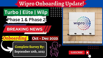 Wipro onboarding update - Survey Mail | Joining : Oct - Dec 2023 | Turbo, Elite, Wilp - P1 & P2 👍✔️