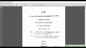 2014 B.Com 5th Semester Management Accounting | Question Paper Nov 2014
