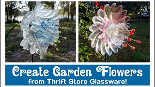 DIY Transforming Glassware into Stunning Upcycled Garden Flowers! Crystal, Blue & Pink #upcycling