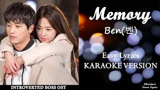 MEMORY - 벤 (Ben) [Easy Lyrics - KARAOKE VERSION] INTROVERTED BOSS OST