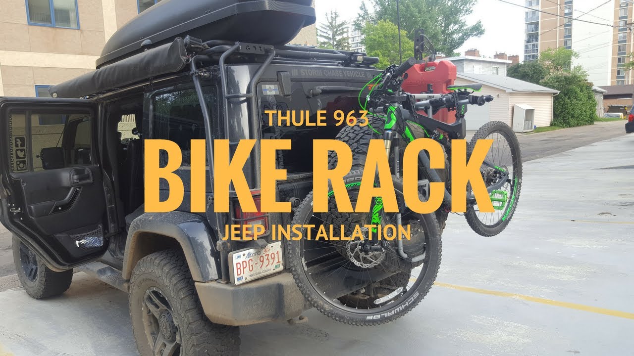 Thule 963 Spare Me Bike Rack and the Jeep Wrangler - YouTube