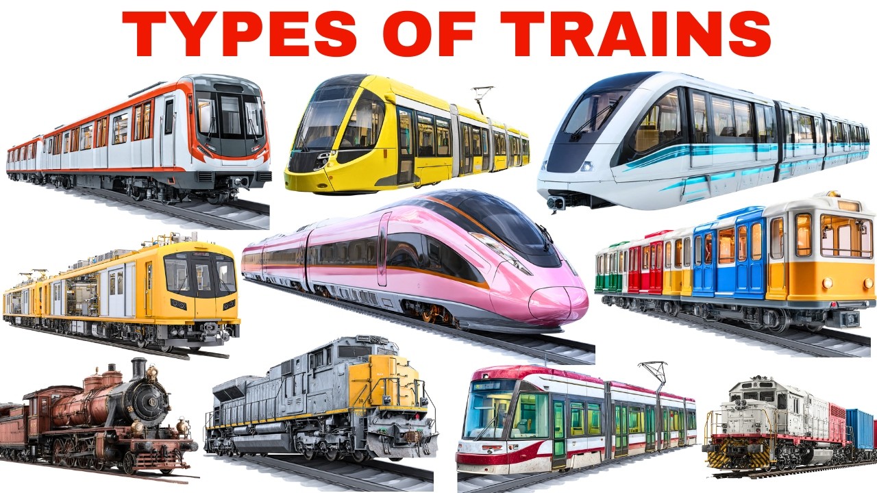 Train Names Examples Types of Trains for Kids | Learn Trains Name with Sound | bullet train ...