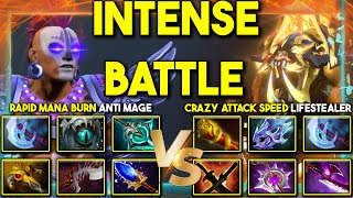 INTENSE HARD CARRY BATTLE | RAPID MANA BURN Anti Mage Vs. CRAZY ATTACK SPEED Lifestealer DotA 2